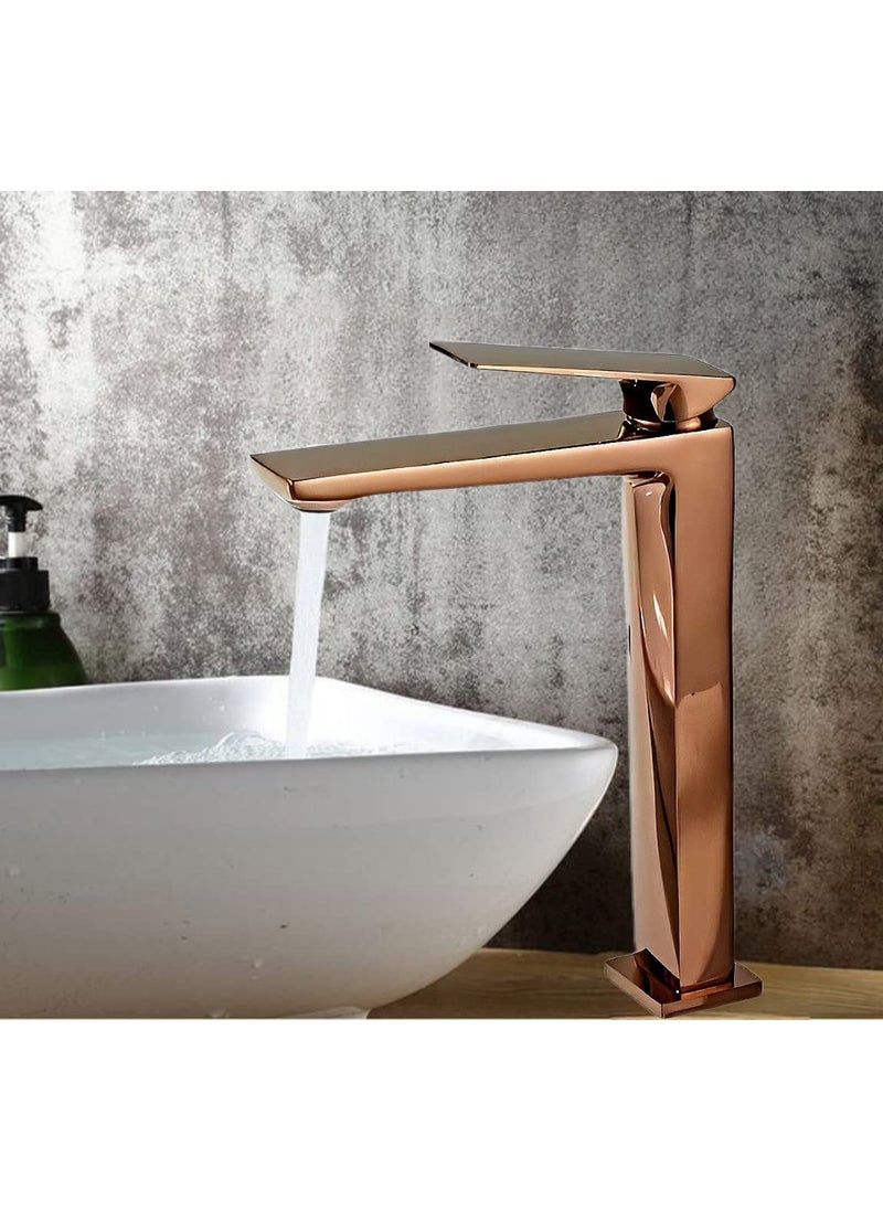 Carnival Carnival Brass Tall Body Hot & Cold Rosegold Single Lever Basin Mixer Tap (12 Inches) for Bathroom,Table Top Counter Washbasin (Rose Gold)  - Image 5