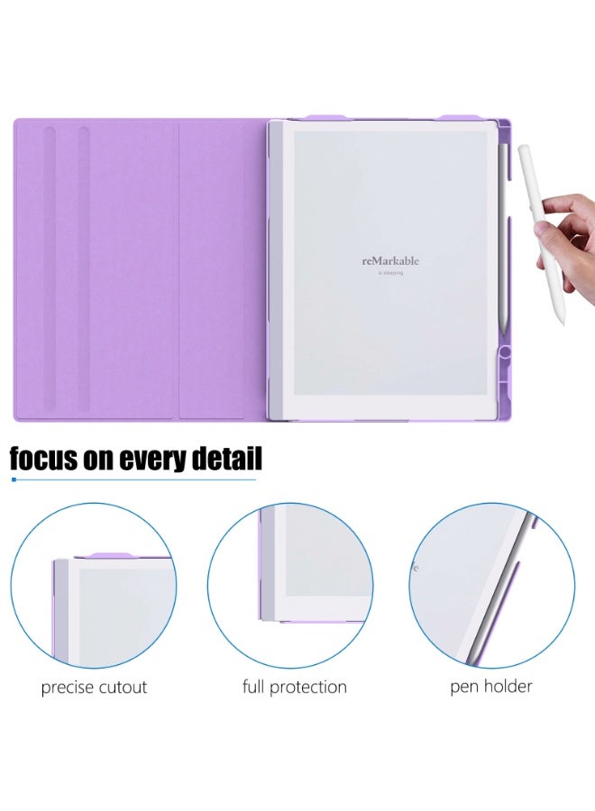 My Choice 360° Folding Case Cover with Pen Slot for Remarkable 2 10.3"- Purple - Image 3