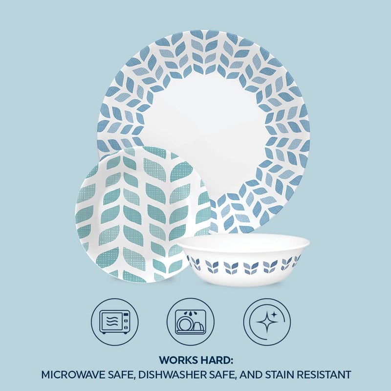 Corelle Global Collection Vitrelle 18-Piece Dinnerware Set  Triple Layer Recycled Glass  Lightweight Eco-Friendly Round Plates and Bowls Set  Northern Pines - Image 3