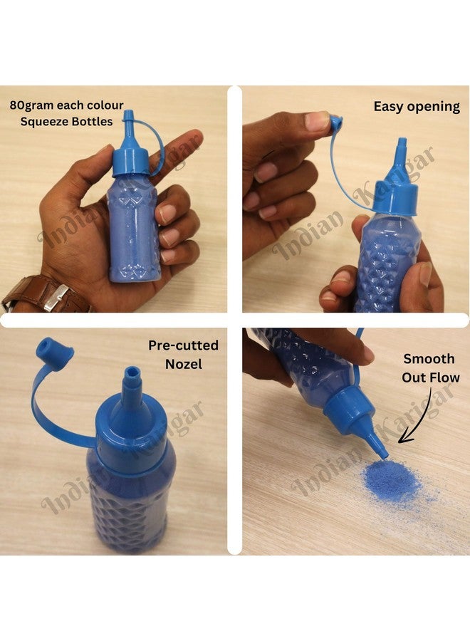 Indian Karigar 12 Rangoli Colours for Floor Diwali Decoration Items for Home Decor 80gm x 12 Colors 960gm Rangoli Powder Rangoli Tools Rangoli Kit Rangoli Maker for Diwali Rangoli Decoration for Home - Image 3