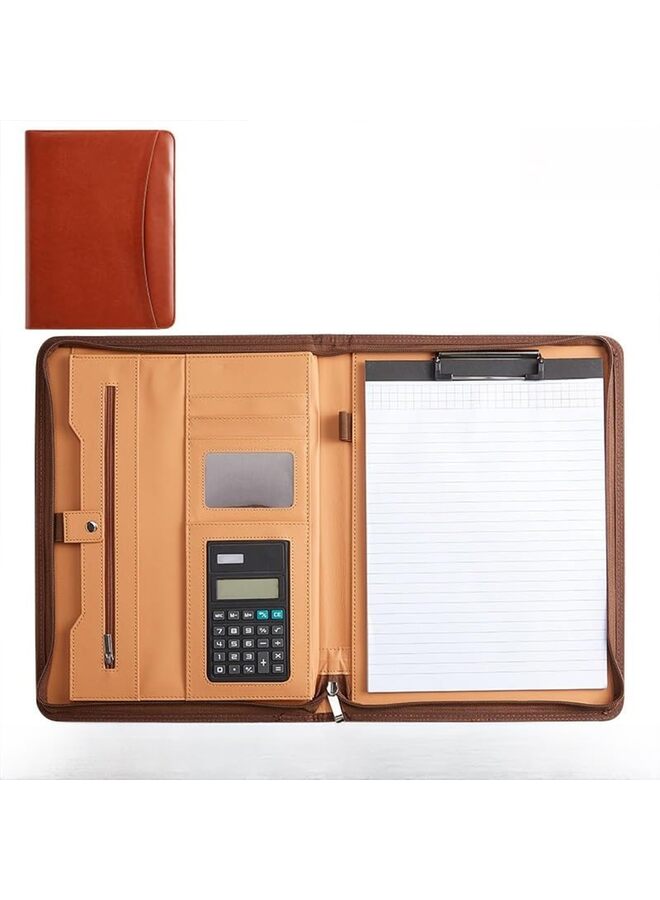 Generic Business Portfolio, Superior Vegan Leather Business Portfolio with Zipper, Portfolio All-in-One, Protective Inch Tablet Sleeve, Presentation Slot, Solar Calculator  - Image 4