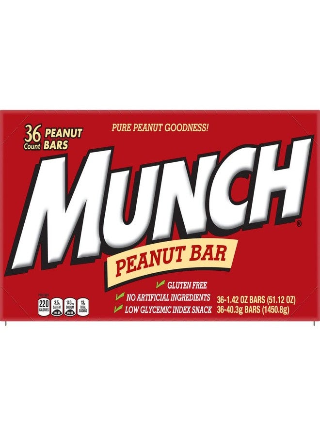 MUNCH Peanut Bar Gluten-Free LOW GLYCEMIC Individually Wrapped, Candy Bulk Box, Single Full Size Single, 1.42-Ounce Bar, 36-Count - Image 2
