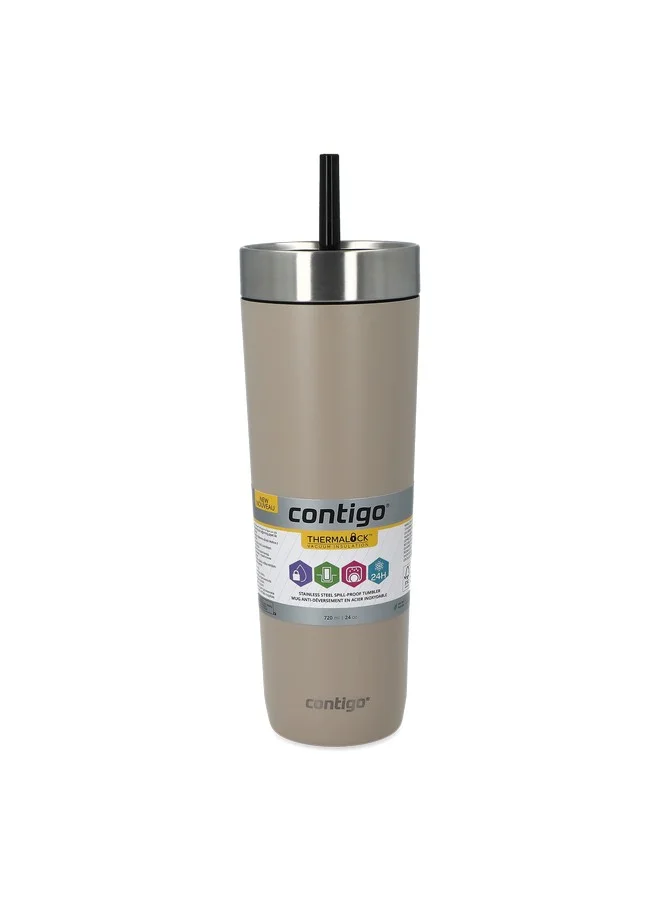 Contigo Luxe Thermalock Vacuum Insulation Stainless Steel Spill-Proof Tumbler Brown Sugar 24 oz 2212973