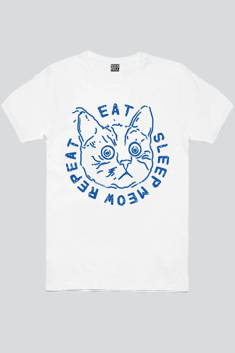 روك اند رول Confused Cat White Short Sleeve Women's T-Shirt