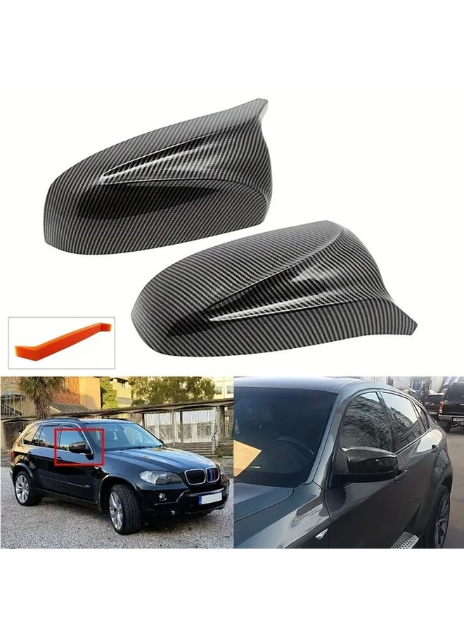 E70 Modified Mirror With Carbon Pattern ABS High Gloss Black For 2007 2013 Models - Image 1