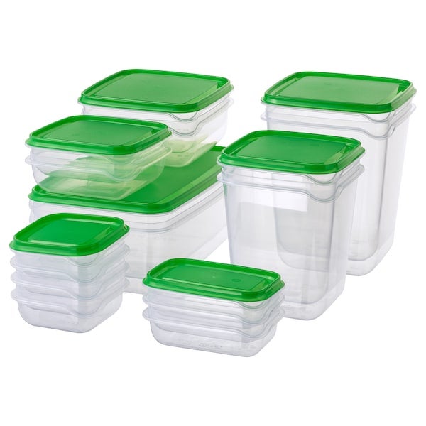 BS Case Ikeaa PRUTA TransparentGreen Food Container Set 17 Pieces Polypropylene Plastic MicrowaveSafe - Image 1