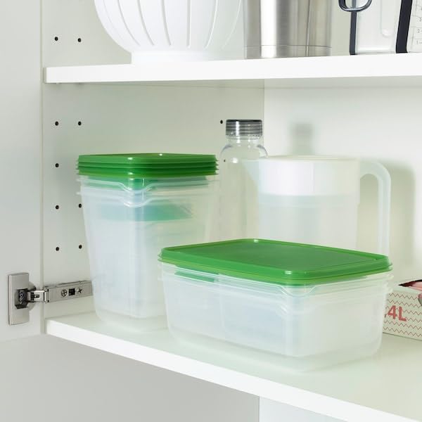 BS Case Ikeaa PRUTA TransparentGreen Food Container Set 17 Pieces Polypropylene Plastic MicrowaveSafe - Image 4