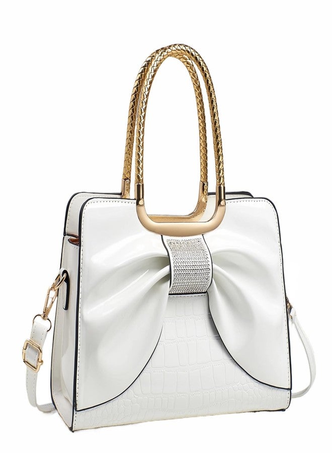 JHVYF Women Tote bag Satchel Purses and Handbags for Women Shoulder Bags Bow Tote Top Handbag White - Image 1