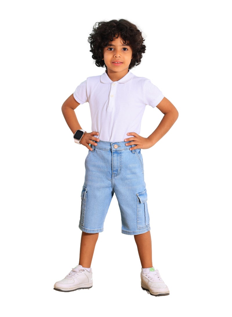 جيه بي اس دينيم شورت جينز باجى اولادى ثلجى اللون  - Image 1