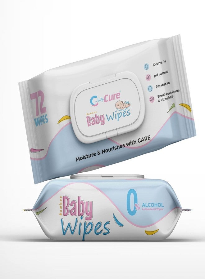 C-Cure® Organic Bamboo Baby Wipes: Extra Thick Wet Wipes for Babies, Women & Cleaning | Enriched with Aloe Vera, Vitamin E & Oil | Littles Baby Wipes | Pack of 2-144 Wipes. - Image 1