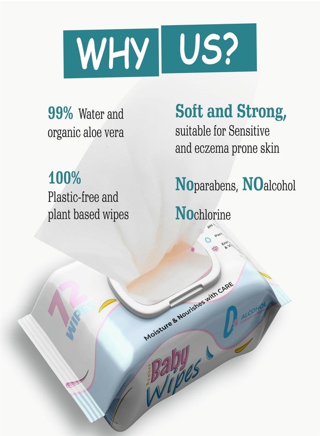 C-Cure® Organic Bamboo Baby Wipes: Extra Thick Wet Wipes for Babies, Women & Cleaning | Enriched with Aloe Vera, Vitamin E & Oil | Littles Baby Wipes | Pack of 2-144 Wipes. - Image 5