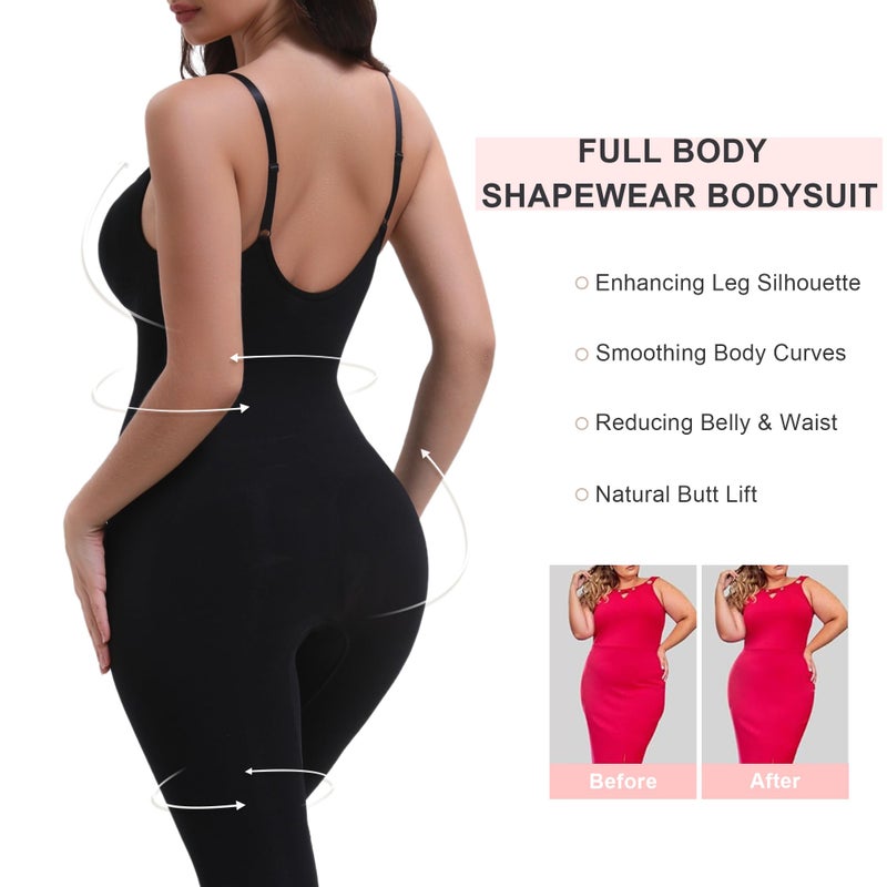 SHAPERX Hourglass Leggings Anti Cellulite Compression Full Body Shapewear Breathable No Roll Down,SZ5809-Black-2XL/3XL - Image 2