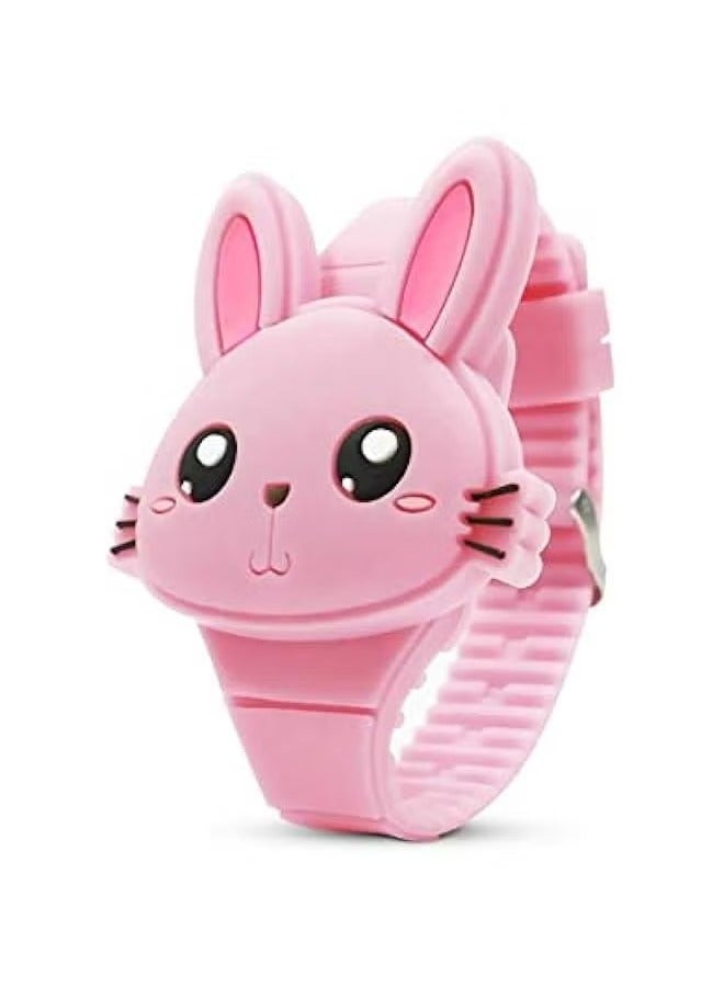 Xspring Kids Watches, Girls Digital Watch with Clamshell Design, Rabbit Shape Kids Watch, Fashion Silicone Band Watch, Cartoon LED Digital Watch, Gifts for Girls Age 2-8  - Image 1