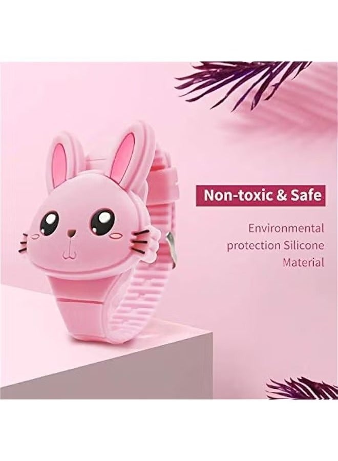 Xspring Kids Watches, Girls Digital Watch with Clamshell Design, Rabbit Shape Kids Watch, Fashion Silicone Band Watch, Cartoon LED Digital Watch, Gifts for Girls Age 2-8  - Image 2
