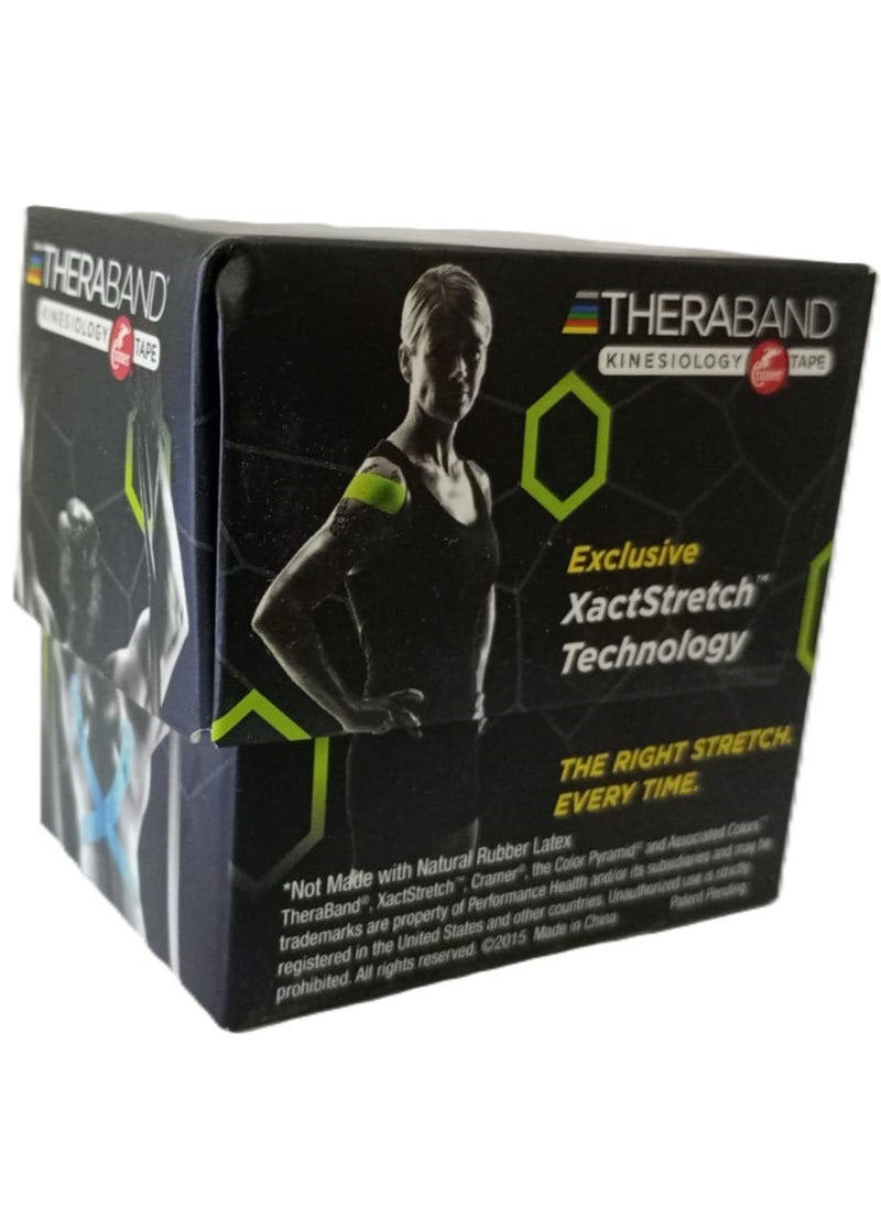 TheraBand - Kinesiology Tape Waterproof Physio Tape for Pain Relief Muscle and Joint Support, Standard Roll with Xact Stretch Application Indicators (blue) - Image 1