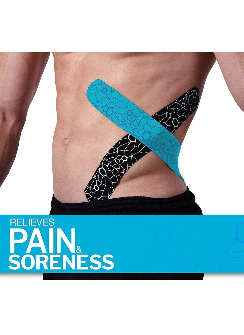 TheraBand - Kinesiology Tape Waterproof Physio Tape for Pain Relief Muscle and Joint Support, Standard Roll with Xact Stretch Application Indicators (blue) - Image 1
