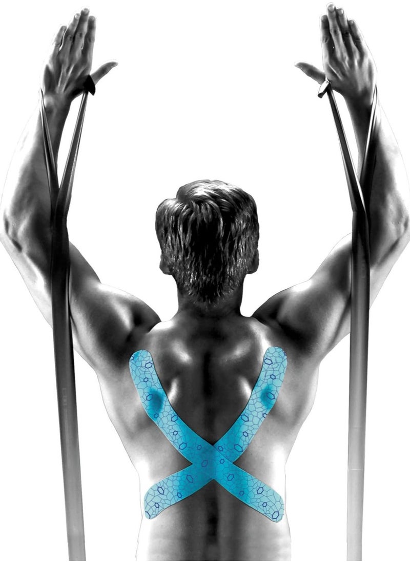 TheraBand - Kinesiology Tape Waterproof Physio Tape for Pain Relief Muscle and Joint Support, Standard Roll with Xact Stretch Application Indicators (blue) - Image 1
