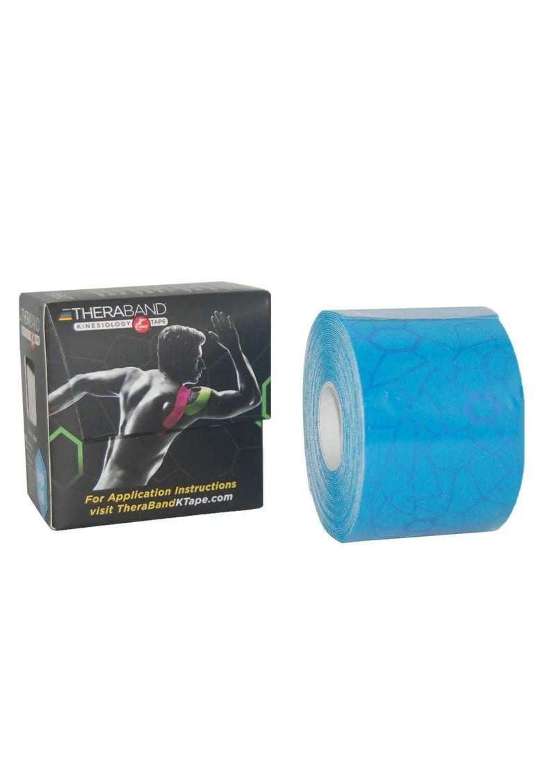 TheraBand - Kinesiology Tape Waterproof Physio Tape for Pain Relief Muscle and Joint Support, Standard Roll with Xact Stretch Application Indicators (blue) - Image 1