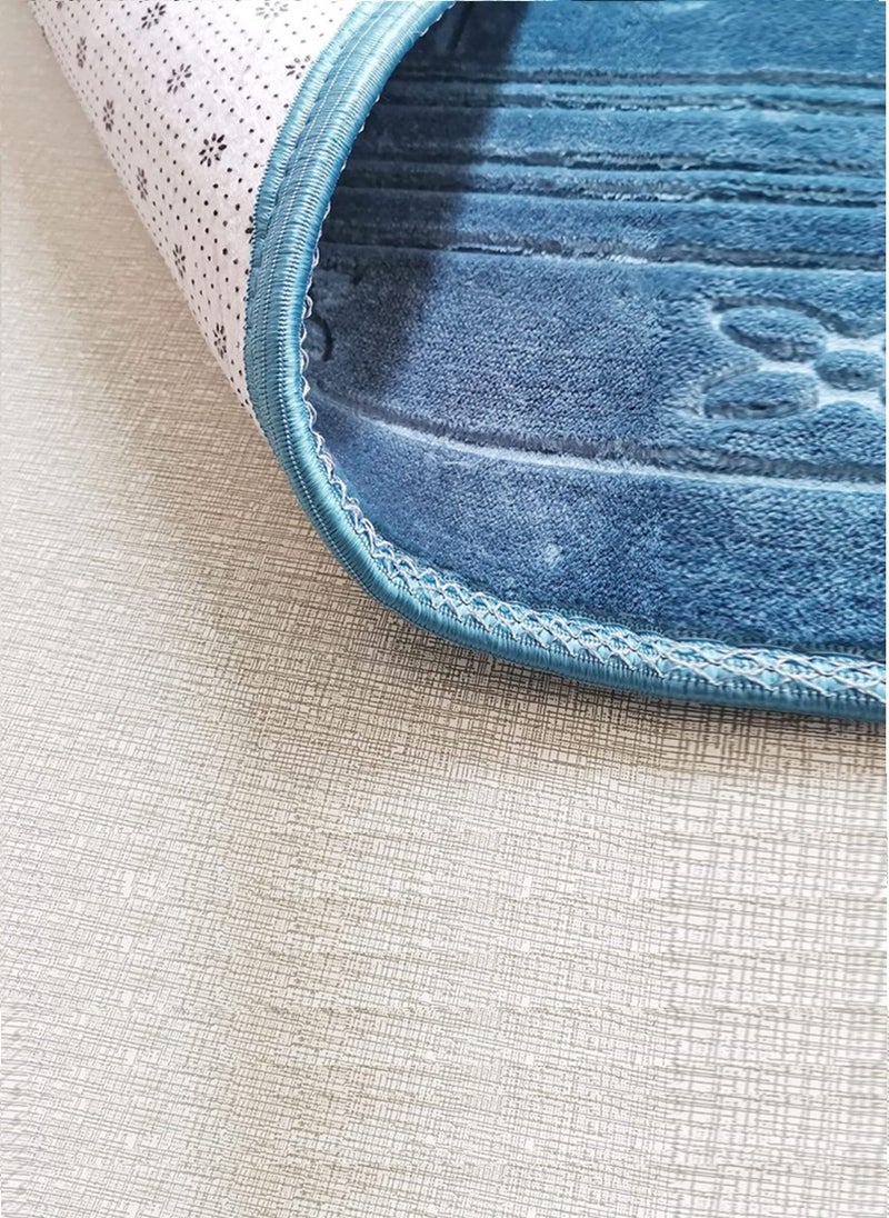 2 Pieces Extra Large Blue Islamic Prayer Mat Musalla