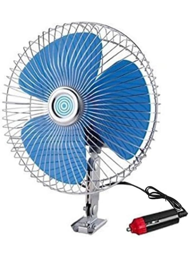 8 Inch Car Air Cooling Fan with 180° Rotation, 12V Cigarette Lighter Connector, Clip Mount for Cars, Trucks, Buses and Boats - Image 1