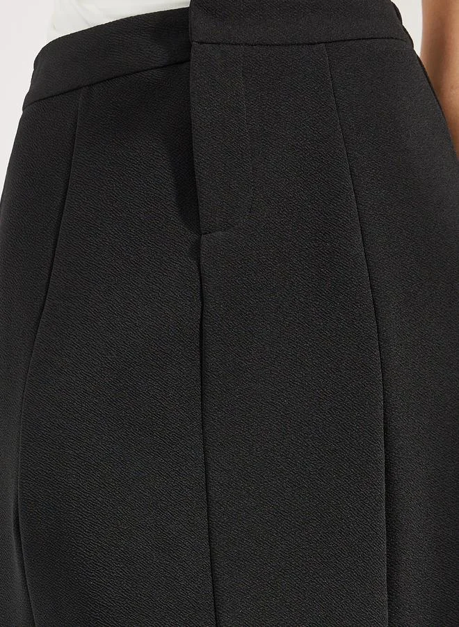 ستايلي Solid A-Line Midi Skirt with Front Slit