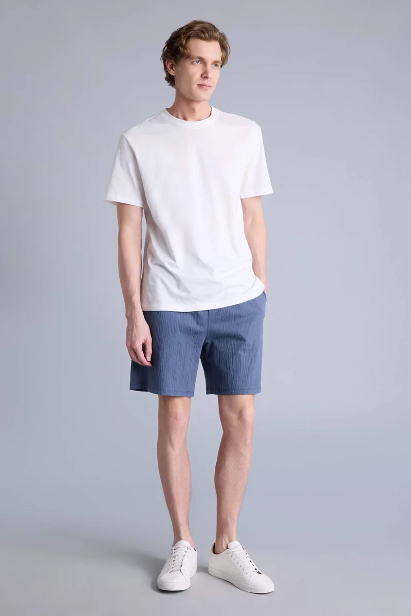 ديفاكتو Regular Fit Elastic Waist Knee Length Mint Blue Shorts
