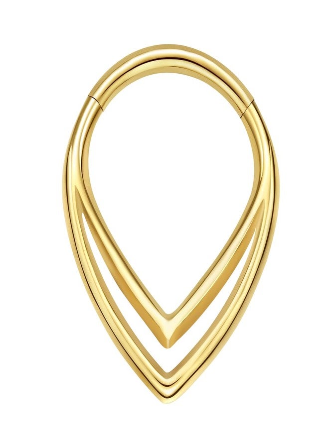 فوجو حلق الأنف VOJO G23 من التيتانيوم 16G على شكل دمعة، أقراط ثقب الأذن، مجوهرات ثقب الزنمة، حلقات الأنف الحلزونية للنساء (بذرة ذهبية عمودية 10 مم) - Image 1