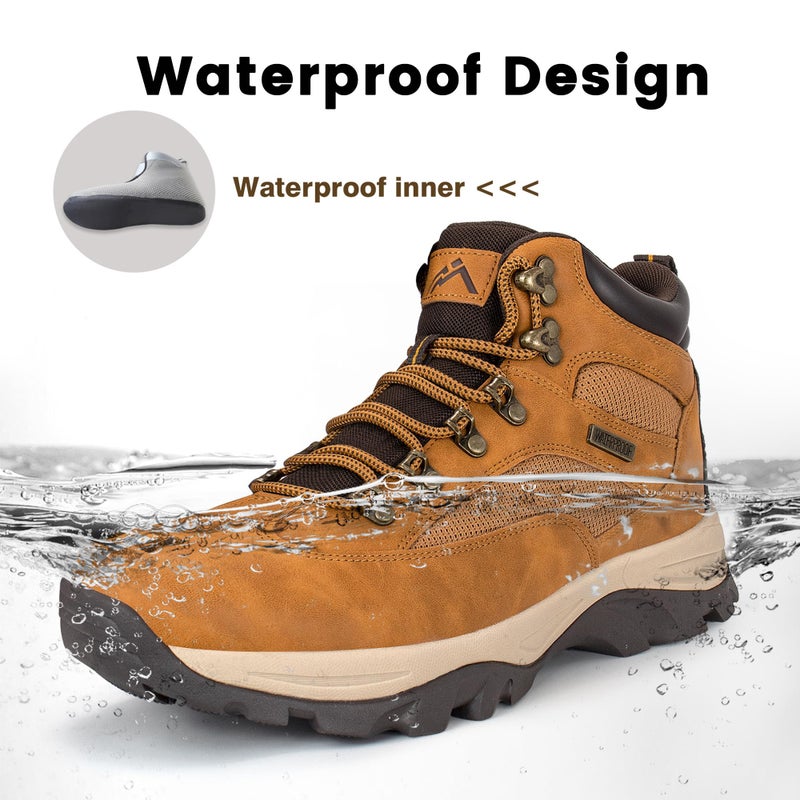 CC-Los Men's Waterproof Hiking Boots Outdoor Relaxed Fit Lightweight Wheat Size 13 - Image 2