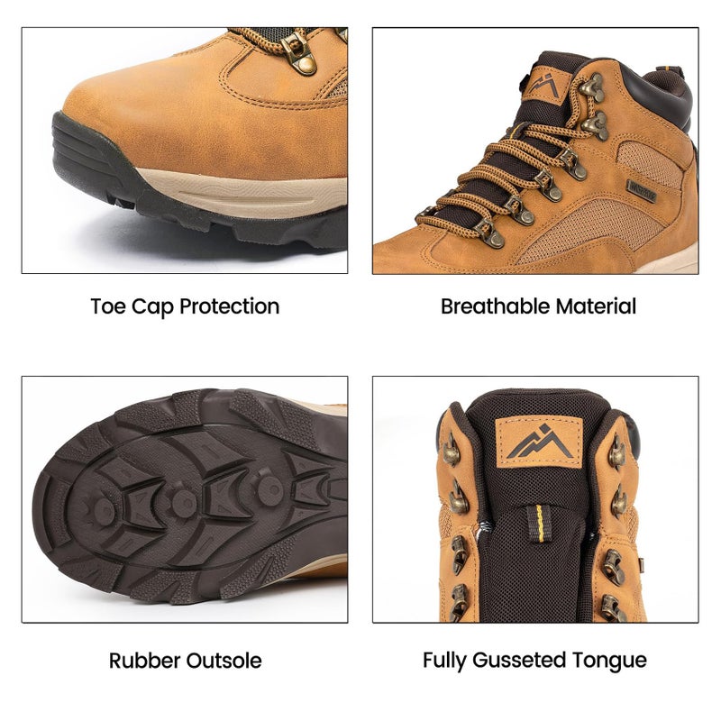 CC-Los Men's Waterproof Hiking Boots Outdoor Relaxed Fit Lightweight Wheat Size 13 - Image 3