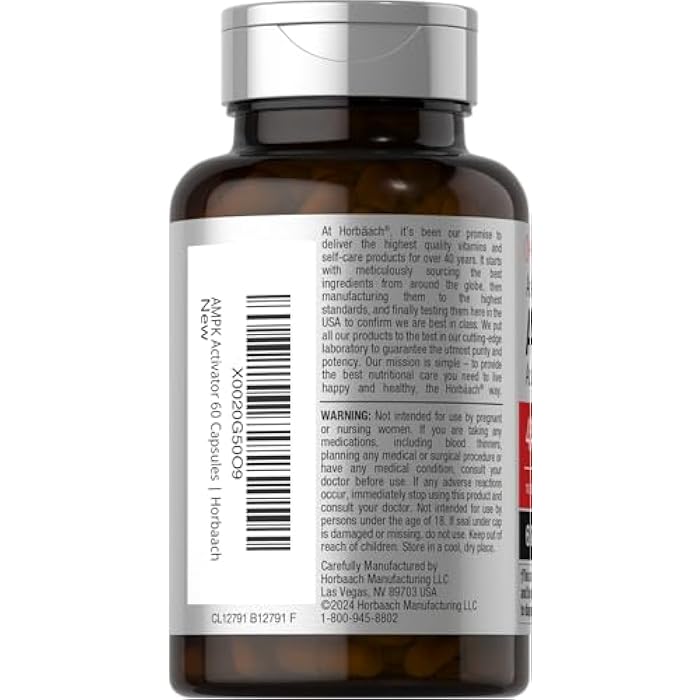 Horbäach AMPK Metabolic Activator 450 mg | 60 Capsules | Non-GMO, Gluten Free - Image 3