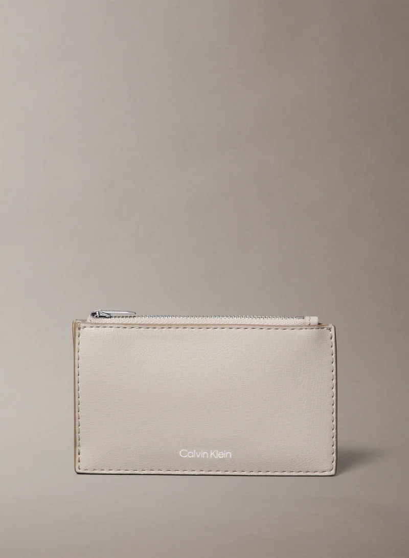 CALVIN KLEIN Foil Logo Top Zip Card Holder