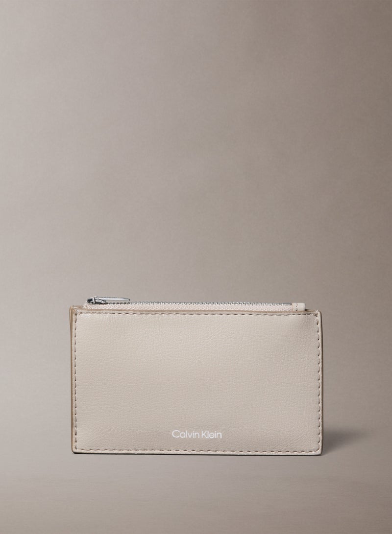 CALVIN KLEIN Foil Logo Top Zip Card Holder - Image 1