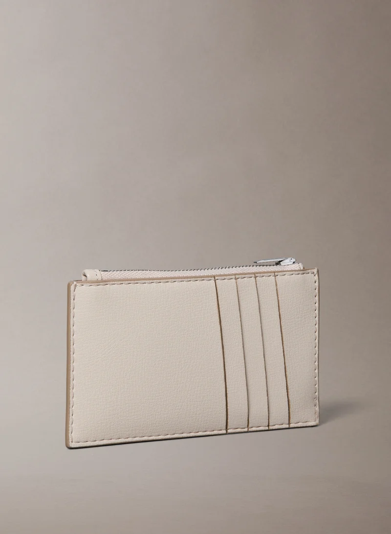 CALVIN KLEIN Foil Logo Top Zip Card Holder