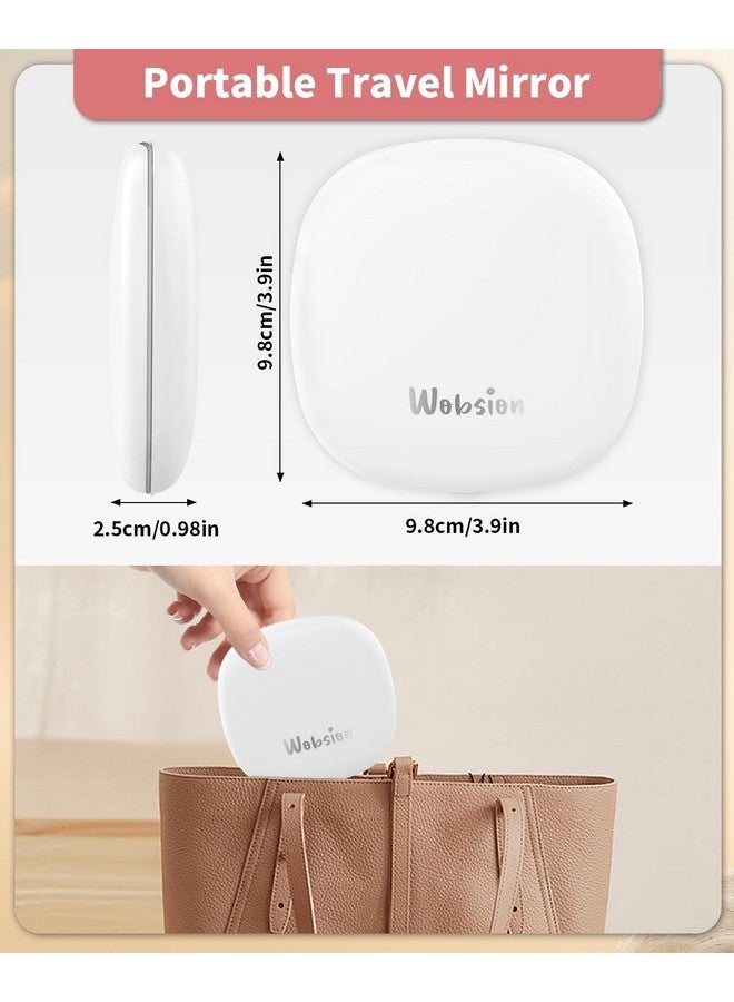 wobsion Travel Mirror With Light, Rechargeable 1X/10X Compact Magnifying Mirror, Dimmable Pocket Mirror,Handheld 2-Side Mirror With Light,4Inch Travel Size,Portable For Handbag,Purse,Gift,White  - Image 5
