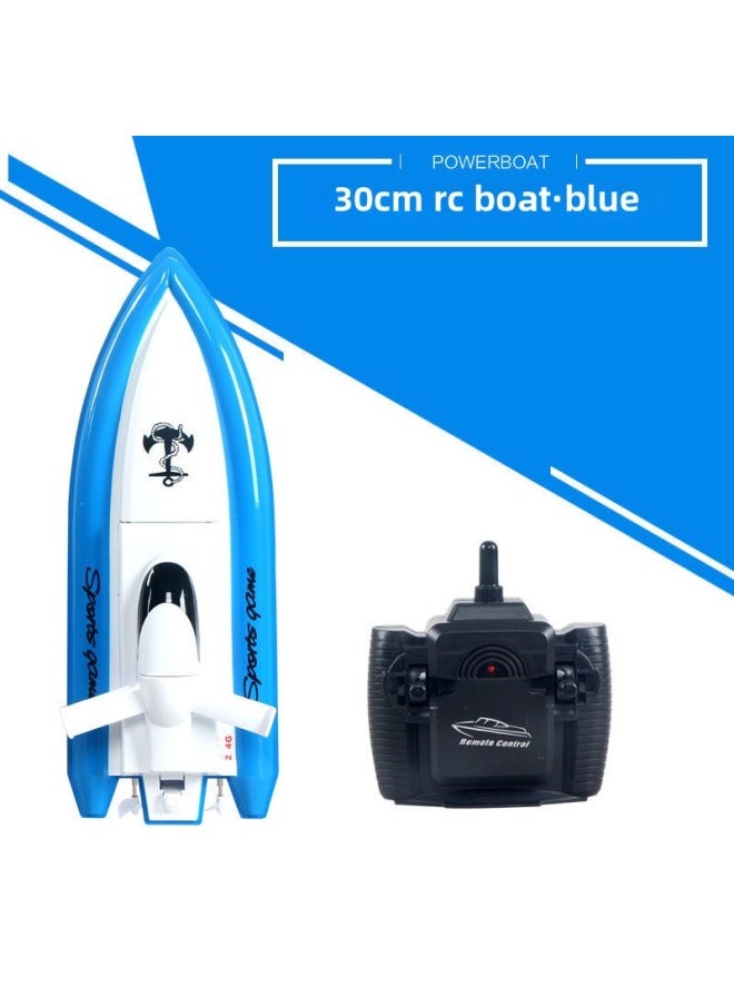 Remote Control Water Airship Wireless Electric Children Speedboat Water Toy Boat Model Super Large High Speed Remote Control Submarine-Color:30cm Remote Control Boat Blue One Rechargeable Battery, About 100 Minutes Of Play Time-Specification:Official Standard Configuration  - Image 1