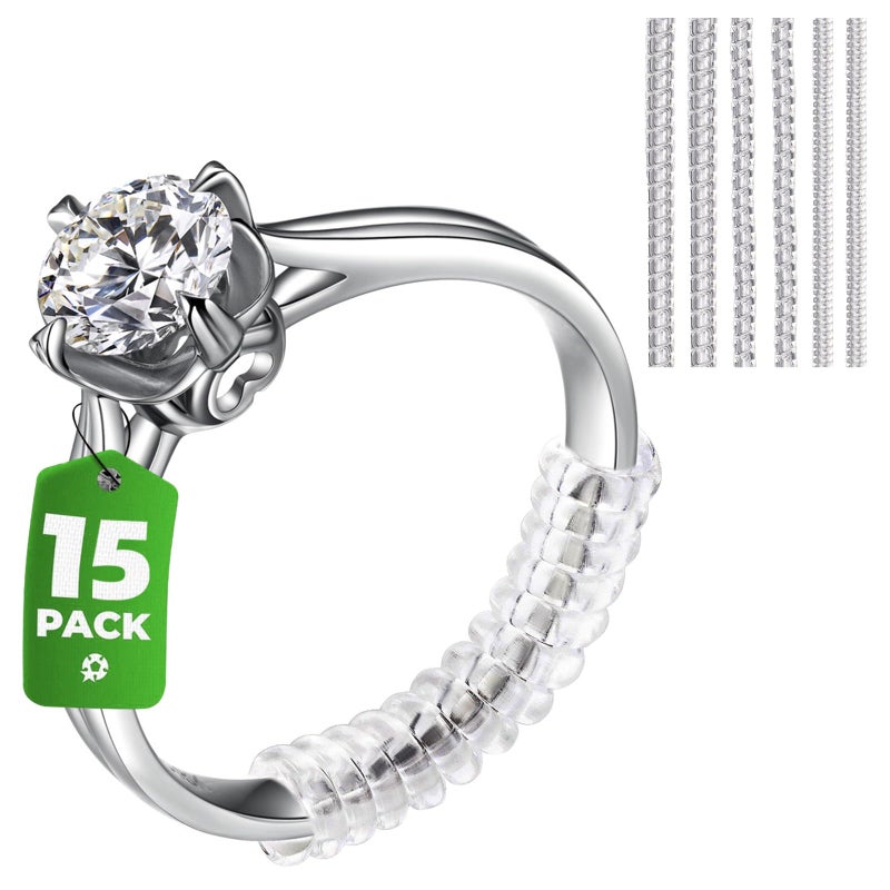 Anpro Ring Sizer Adjusters for Loose Rings 15Pack Multiple Styles Invisible Spacer Guards Tighteners for Women Fits Almost Any Ring - Image 1