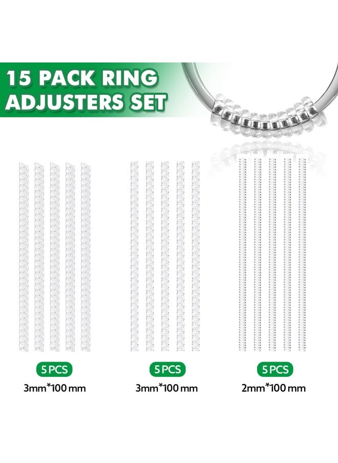 Anpro - Anpro 15 Pack Ring Size Adjuster - with 3 Sizes Clear Ring Sizer Adjuster for Loose Rings Spiral Silicone Tightener Set Invisible Ring Guards Please See The Below Picture for The Steps - Image 1