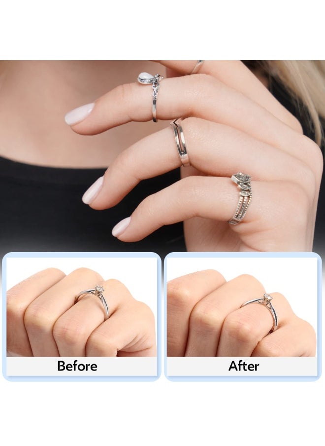 Anpro - Anpro 15 Pack Ring Size Adjuster - with 3 Sizes Clear Ring Sizer Adjuster for Loose Rings Spiral Silicone Tightener Set Invisible Ring Guards Please See The Below Picture for The Steps - Image 1