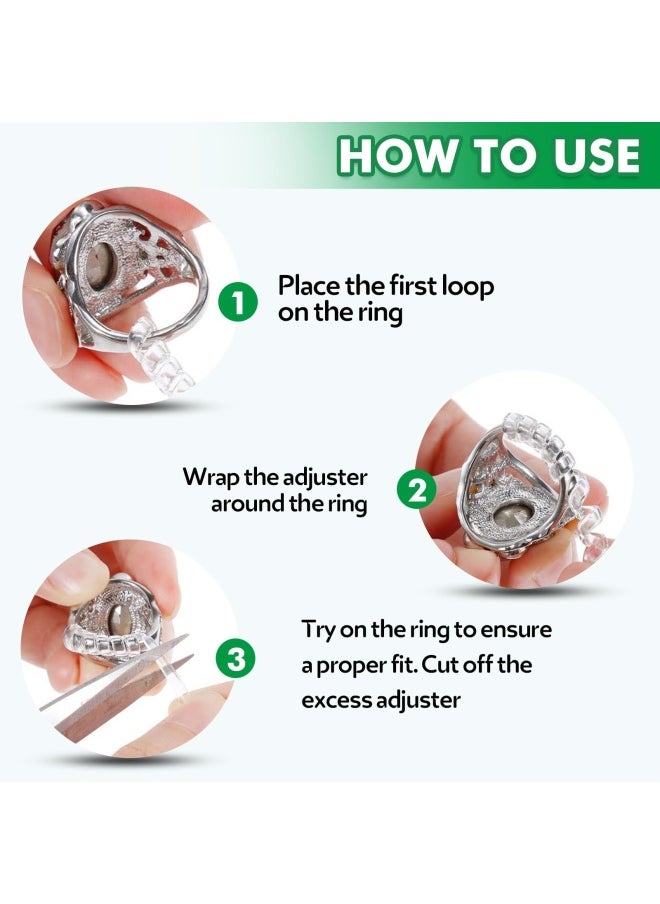 Anpro - Anpro 15 Pack Ring Size Adjuster - with 3 Sizes Clear Ring Sizer Adjuster for Loose Rings Spiral Silicone Tightener Set Invisible Ring Guards Please See The Below Picture for The Steps - Image 1