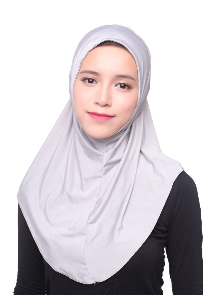 Loquat Women's Comfortable Solid Color Hijab Light Grey - Image 1