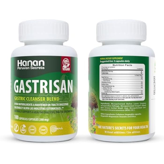 Hanan Peruvian Secrets Hanan Gastrisan Gastric Cleanser Blend | 100 Capsules | Naturally Aids in Supporting Healthy Digestive Tract (1 Pack) - Image 3