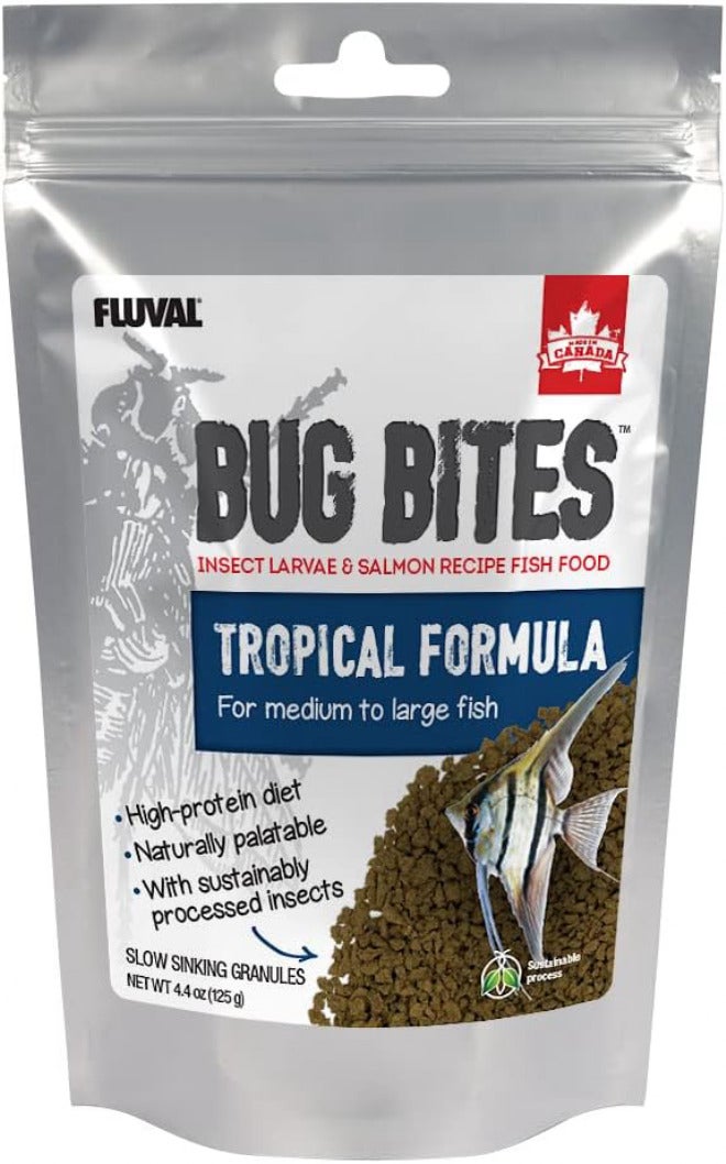 فلوفال طعام الأسماك الاستوائية من نوع Fluvval Bug Bites، حبيبات كبيرة، 4.4 أونصة، رقم المنتج: A6579، اللون بني - Image 1