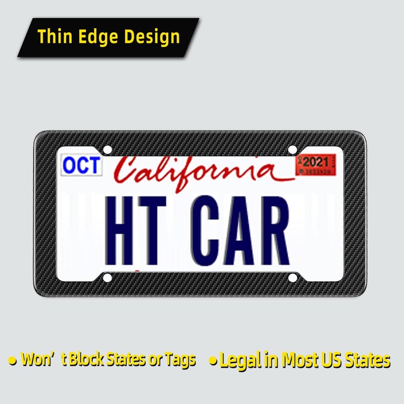 OKLPF Carbon Fiber License Plate Frame, Glossy Waterproof Plastic Number Plate Frame Print Carbon Fiber Pattern for Man and Women (with Fasteners and Screws) 2 Pack - Image 3
