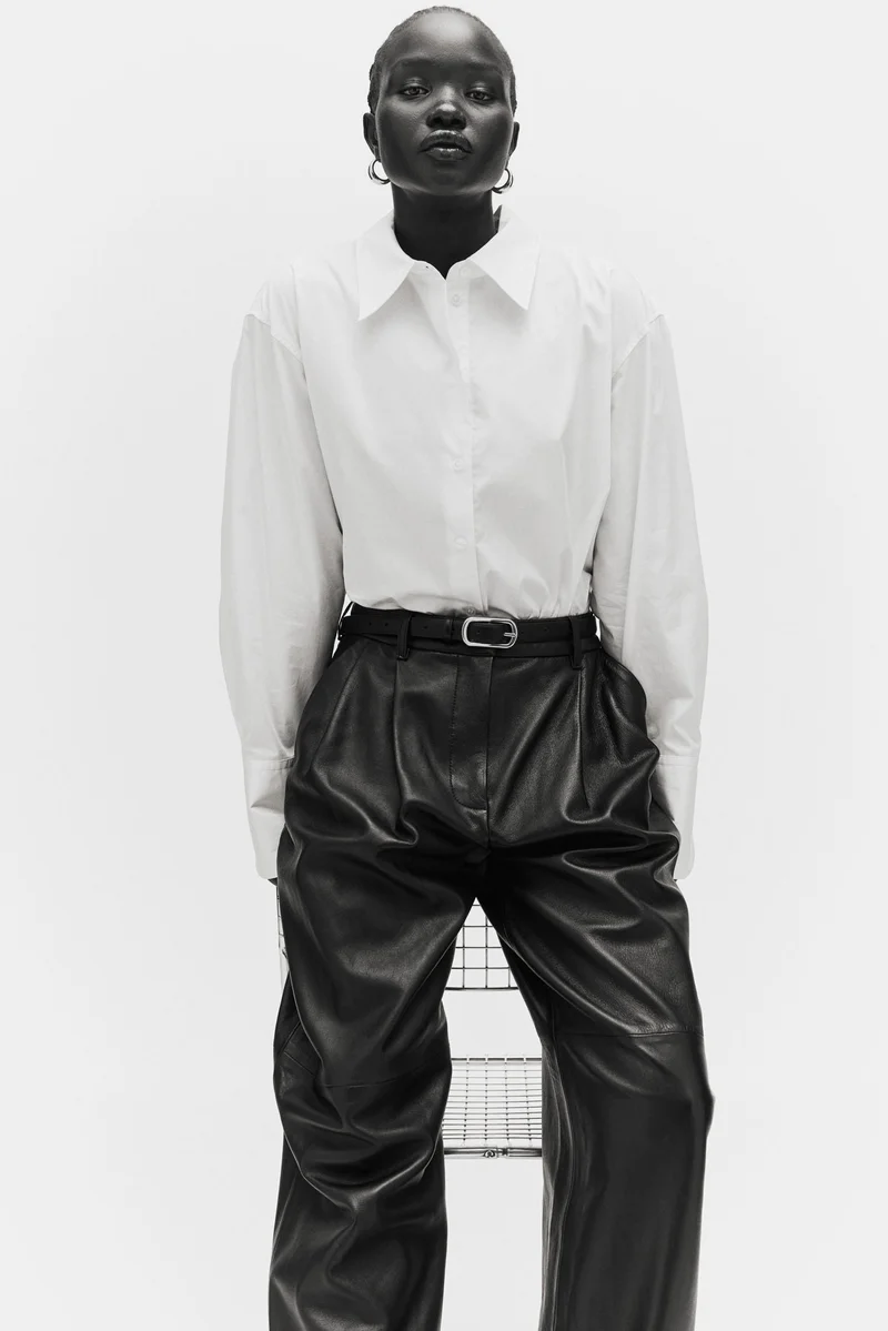 اتش اند ام قميص من البوبلين