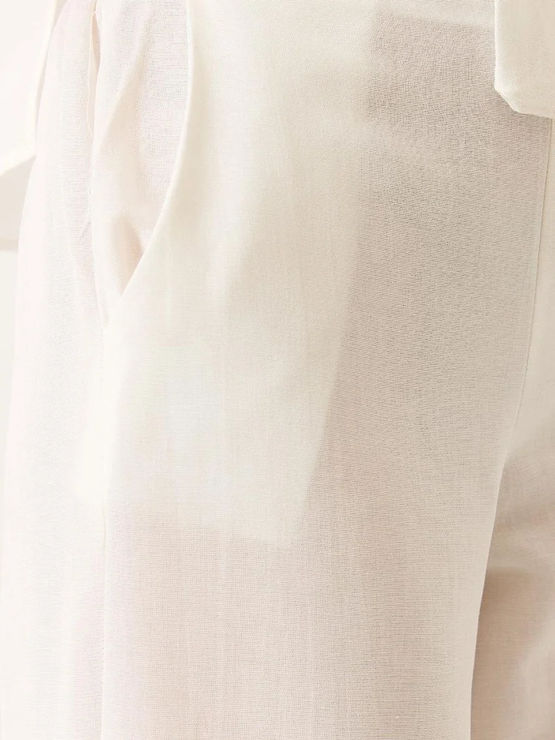 Bianco Lucci LUCCI V-neck Tunic and Wide Leg Pants Two-Piece Set