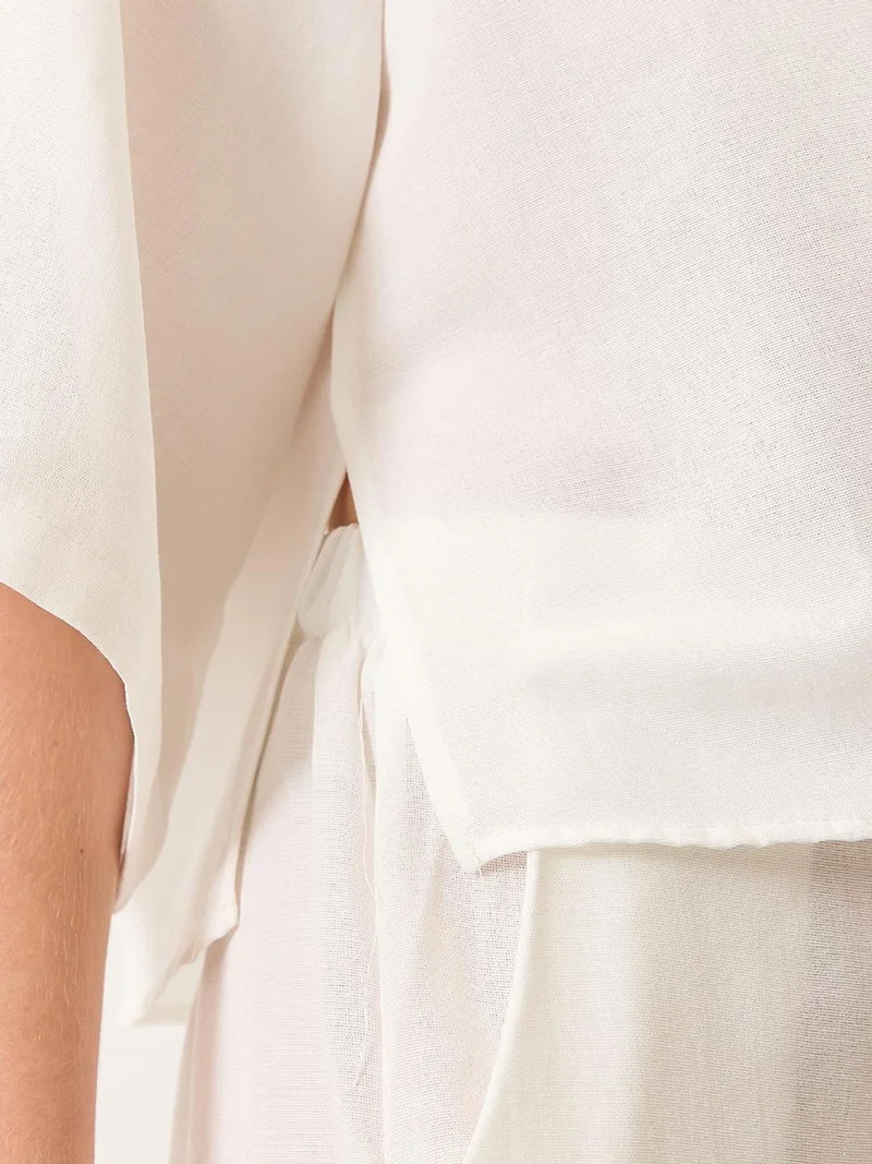 Bianco Lucci LUCCI V-neck Tunic and Wide Leg Pants Two-Piece Set