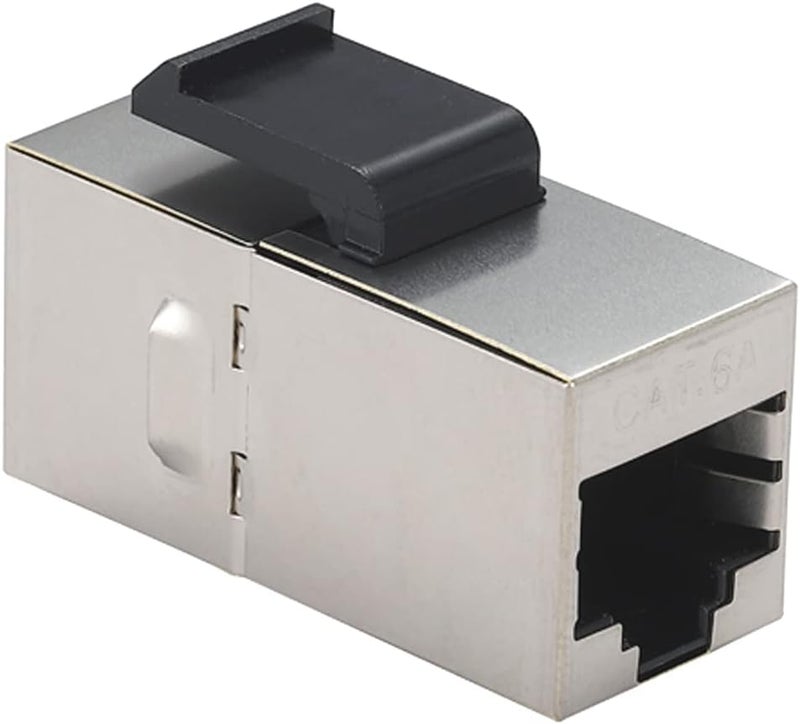 Greluma 6 قطع صفائح شبه منحرفة CAT6A، موصل RJ45 أنثى إلى أنثى مستقيم محمي خطي لوحدة شبكة إيثرن�� CAT6A فضية - Image 3