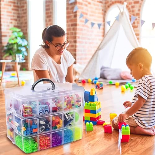 WSBXBB Storage Box for Lego, Stackable Storage Organizer with 30 Compartments for Lego,for Barbie Dolls, for Hot Wheel Toy Bins for kids organizer, Clear Toy StorageBin - Image 5
