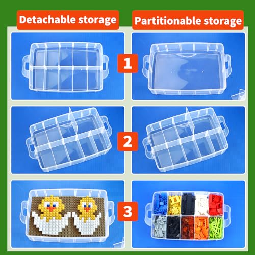 WSBXBB Storage Box for Lego, Stackable Storage Organizer with 30 Compartments for Lego,for Barbie Dolls, for Hot Wheel Toy Bins for kids organizer, Clear Toy StorageBin - Image 3