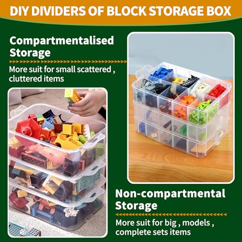 WSBXBB Storage Box for Lego, Stackable Storage Organizer with 30 Compartments for Lego,for Barbie Dolls, for Hot Wheel Toy Bins for kids organizer, Clear Toy StorageBin - Image 2